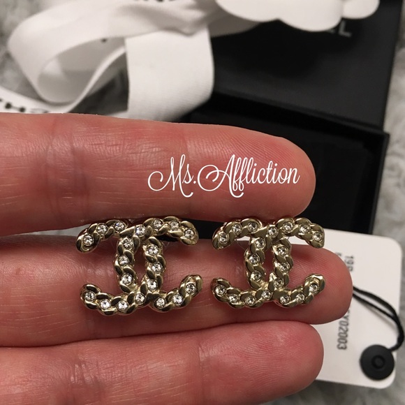 Sold on eBay! CHANEL Authentic Crystal CC Earrings - Picture 5 of 8
